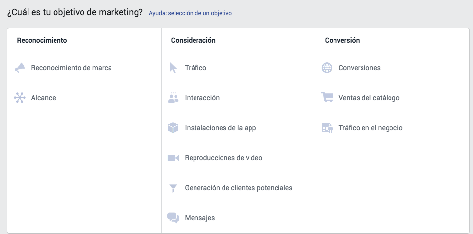 Objetivo Marketing - Facebook Ads